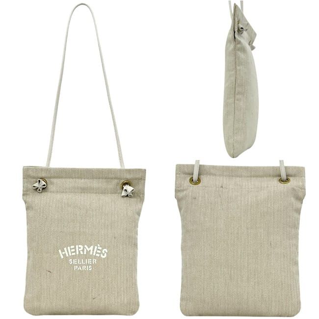 Hermes Shoulder Bag Aline PM Natural Beige White Tote 100% Cotton Logo — view 2