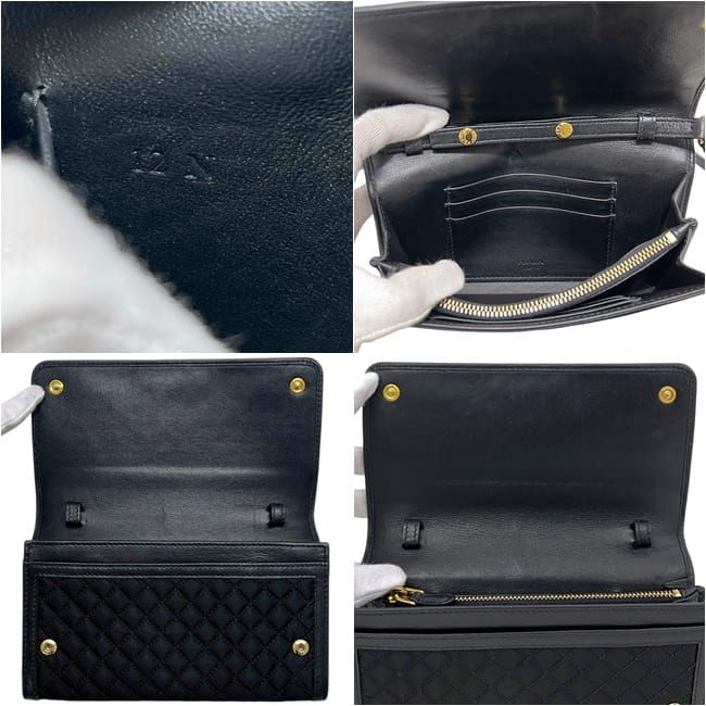 Prada Wallet on Chain Bifold Black Nero Nylon Leather Quilted 12 Accent Logo — view 4