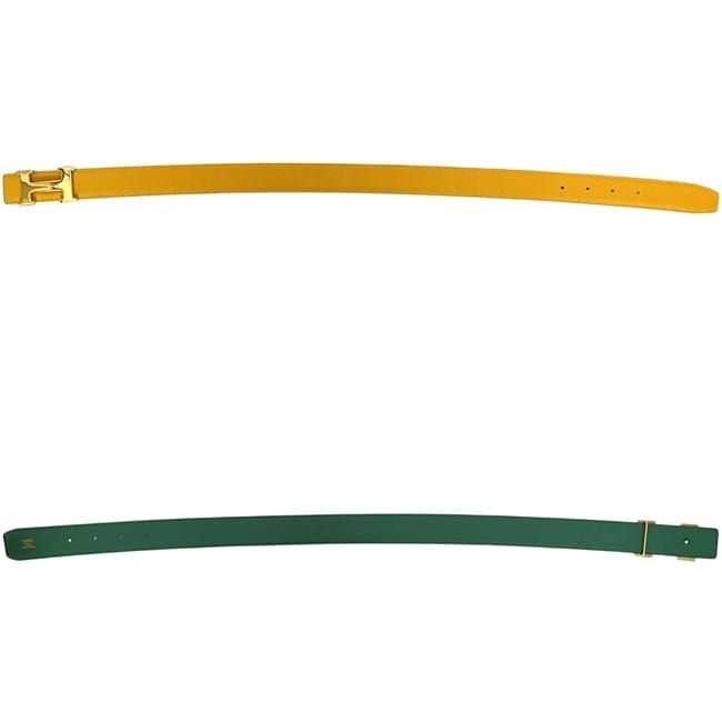 Hermes Belt Yellow Green Constance Waist 63 30 Togo Leather Logo Buckle — view 2