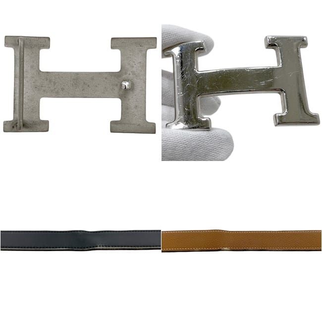 Hermes Belt Black Brown Constance Waist 93 30 Box Calf Togo Logo Buckle — view 3