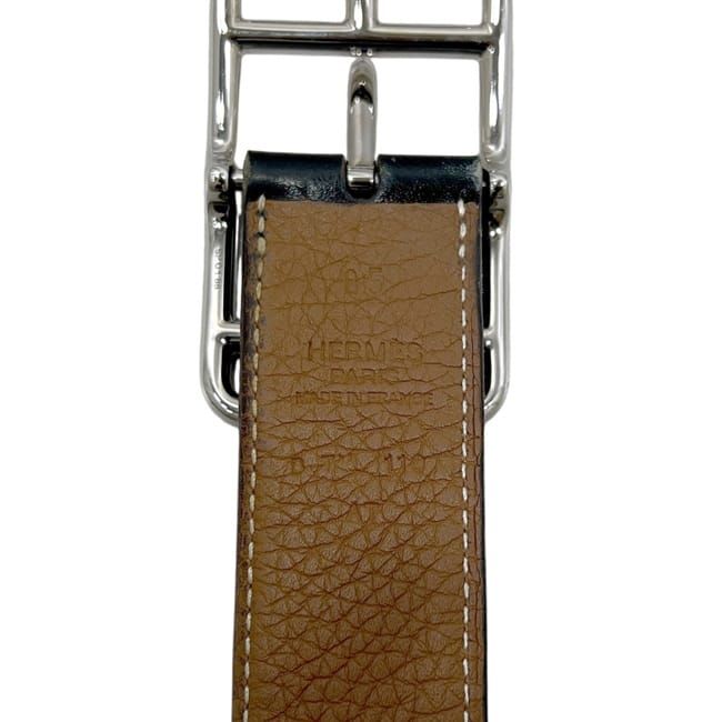 Hermes Belt Black Brown Cape Cod Waist 89 30 Box Calf Taurillon Clemence Leather — view 5