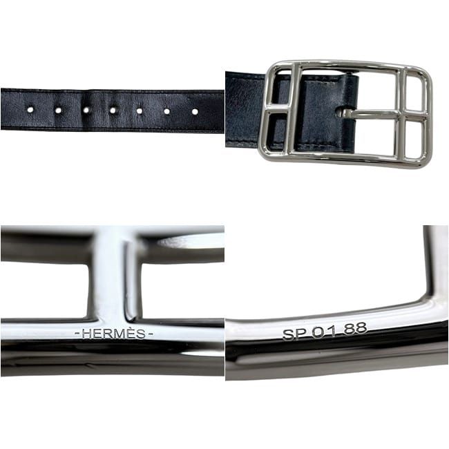 Hermes Belt Black Brown Cape Cod Waist 89 30 Box Calf Taurillon Clemence Leather — view 4