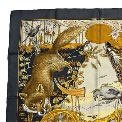 Hermes Scarf Silk Carre 90 Chasse Au Bois Forest Hunting Gray — view 3