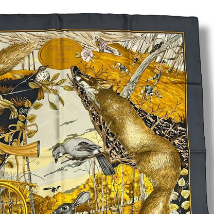Hermes Scarf Silk Carre 90 Chasse Au Bois Forest Hunting Gray — view 5