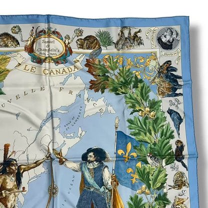 Hermes Scarf Silk Carre 90 le Canada Blue — view 3