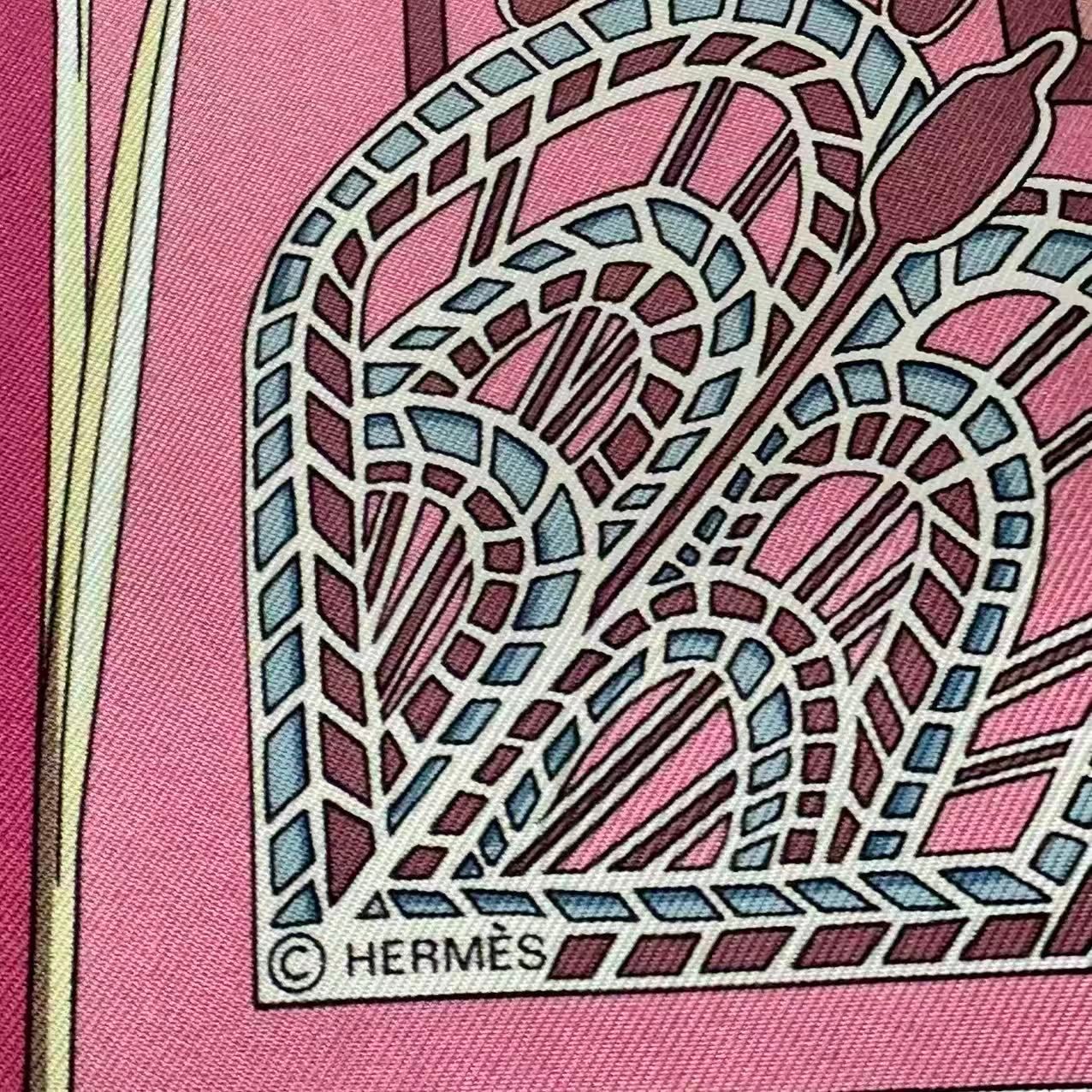 Hermes Scarf Silk Carre 90 Libres Comme L'air the Sky Is Pink — view 8