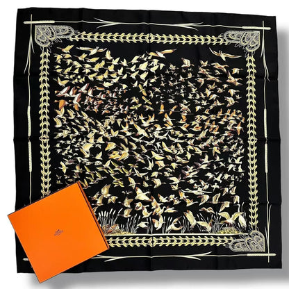 Hermes Scarf Silk Carre 90 Libres Comme L'air the Sky Is Black