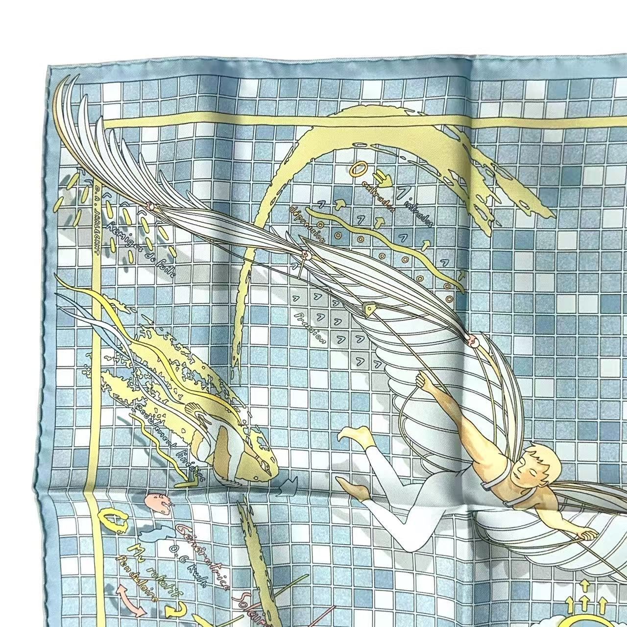 Hermes Scarf Silk Remiges de Fuite Flying Blue — view 3