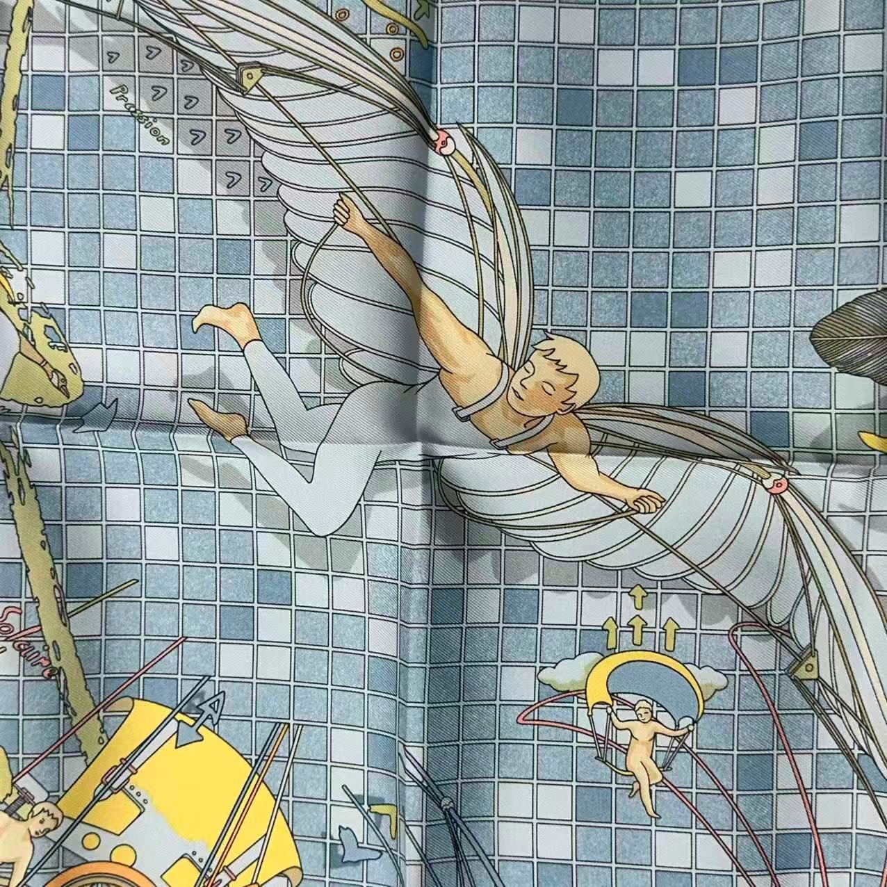 Hermes Scarf Silk Remiges de Fuite Flying Blue — view 7