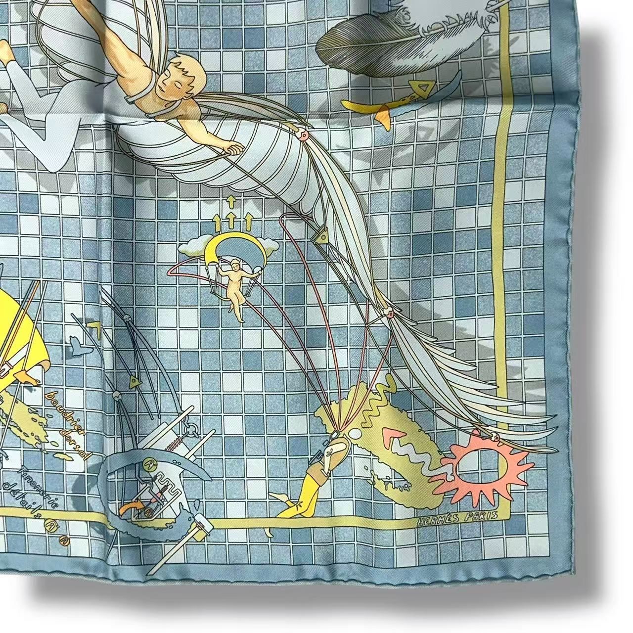 Hermes Scarf Silk Remiges de Fuite Flying Blue — view 4