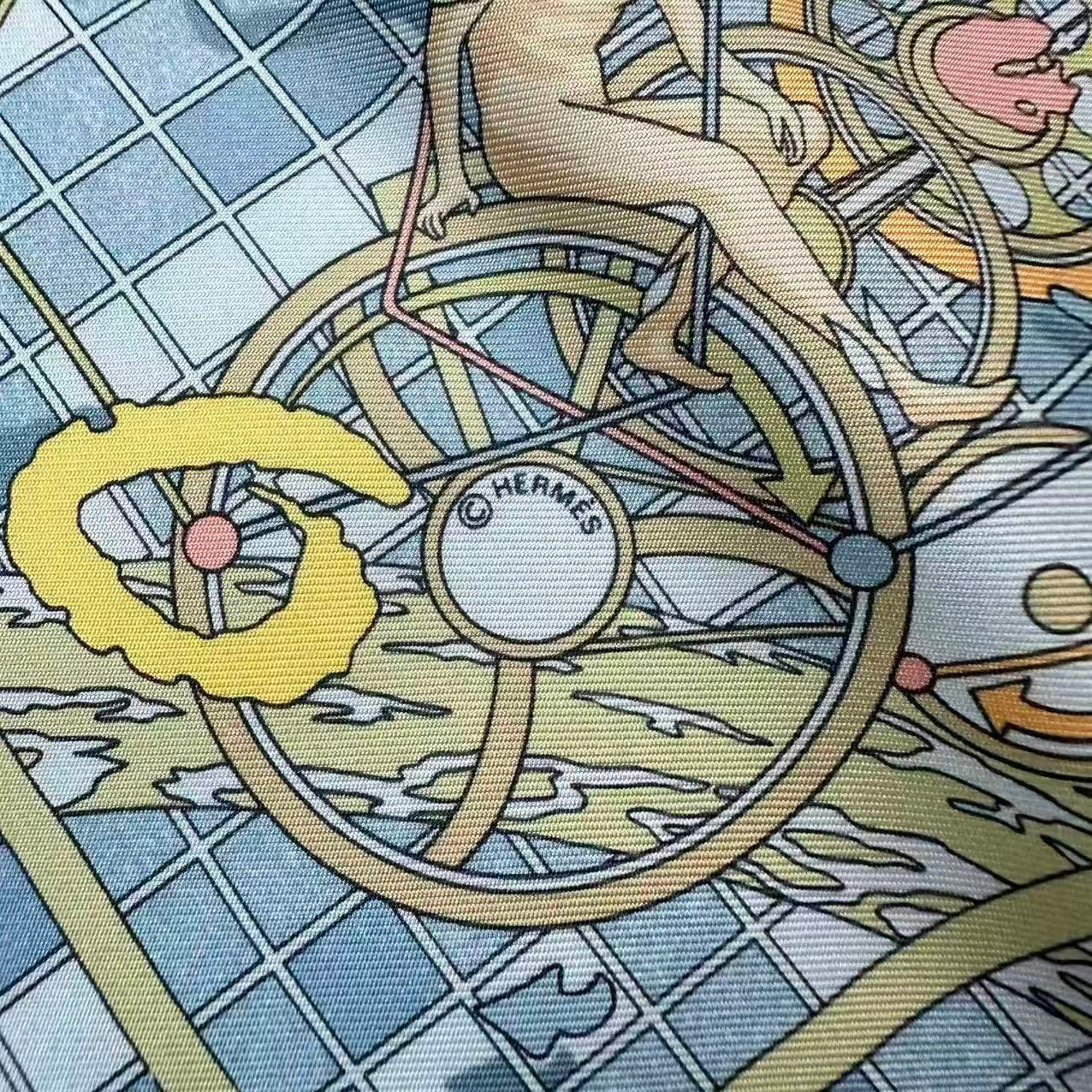 Hermes Scarf Silk Remiges de Fuite Flying Blue — view 8
