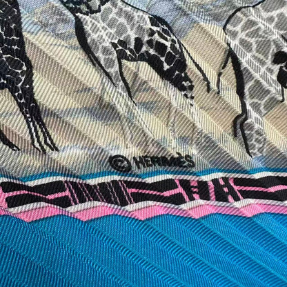 Hermes Pleats Scarf Silk Tropiques Tropical Blue — view 6