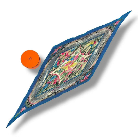 Hermes Pleats Scarf Silk Tropiques Tropical Blue