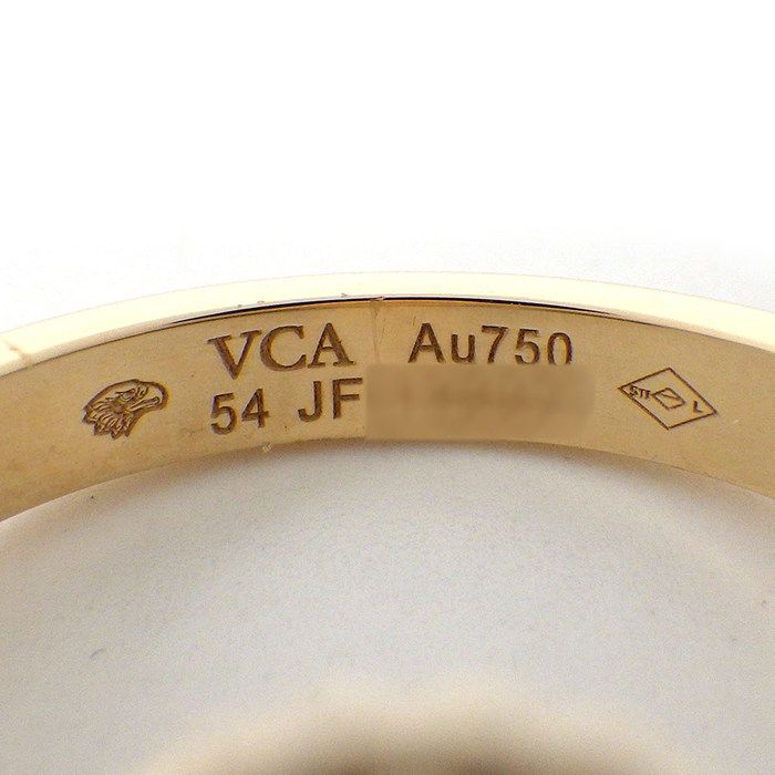 Van Cleef & Arpels Ring Vintage Alhambra Point Diamond White Shell 18K Yellow — view 3