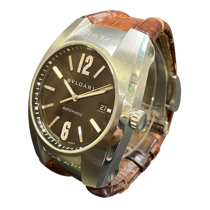 Bvlgari Ergon Watch SS Leather Automatic Black Dial — view 2