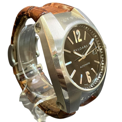 Bvlgari Ergon Watch SS Leather Automatic Black Dial — view 3