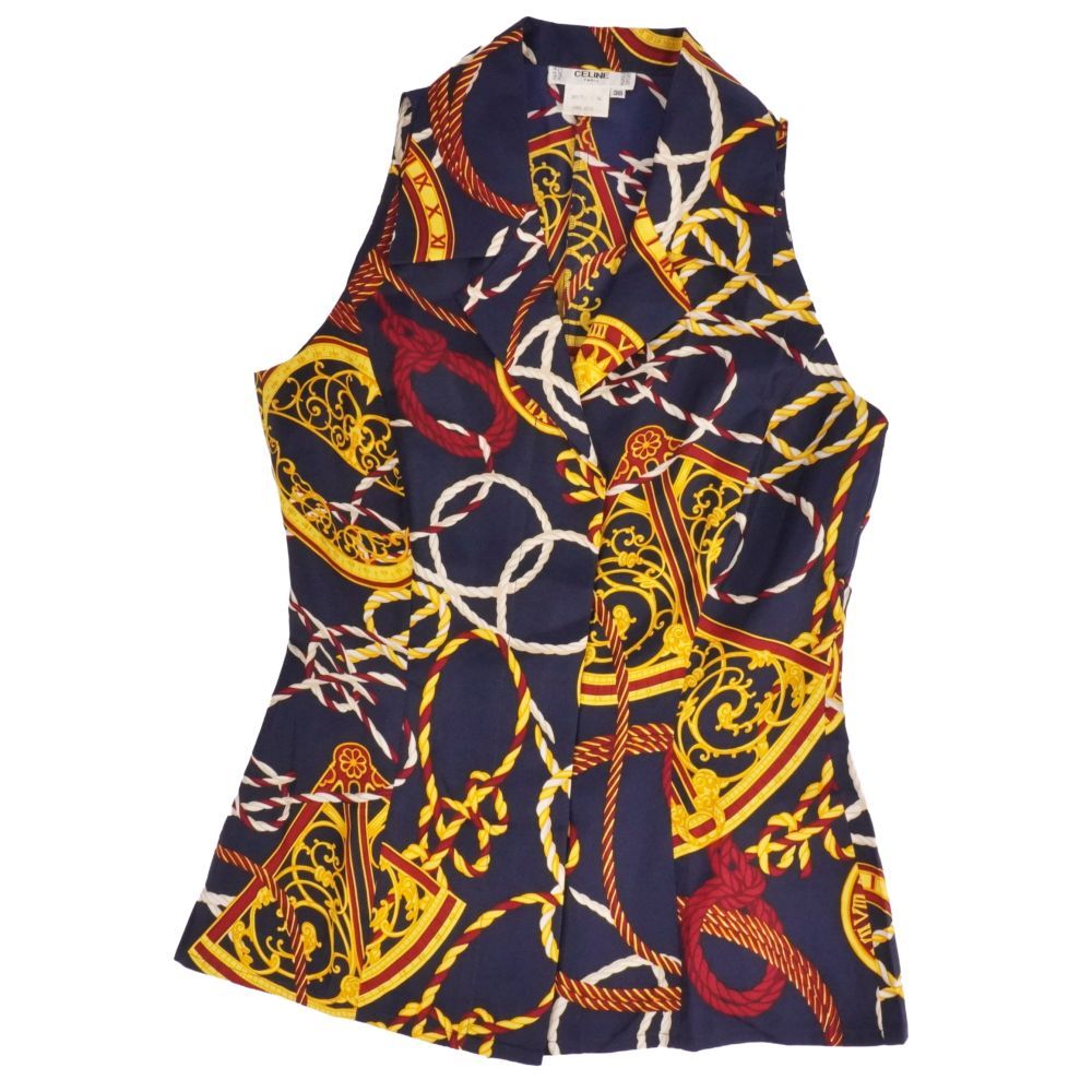 Celine Vintage Shirt Blouse Sleeveless All Over