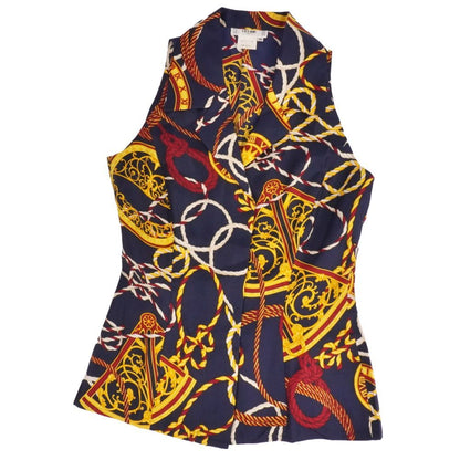 Celine Vintage Shirt Blouse Sleeveless All Over