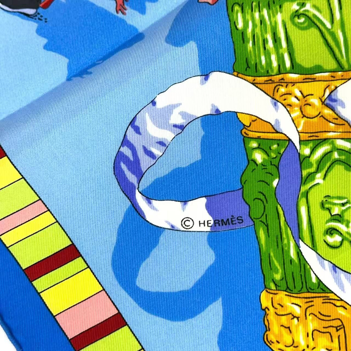 Hermes Scarf Silk Prieres AU Vent Prayer in the Wind Blue — view 4