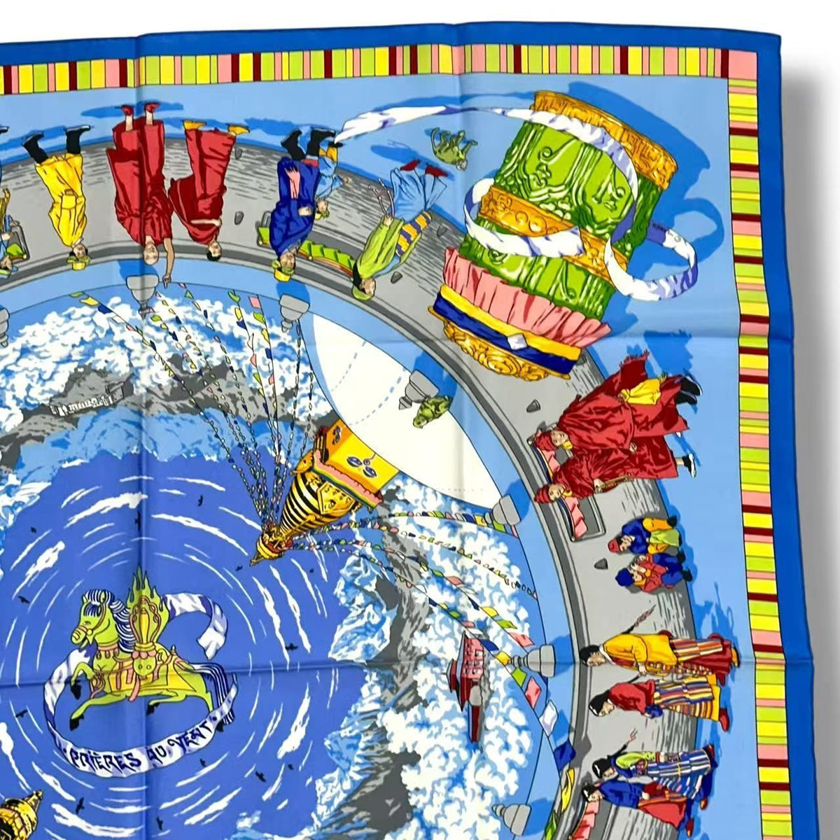 Hermes Scarf Silk Prieres AU Vent Prayer in the Wind Blue — view 5