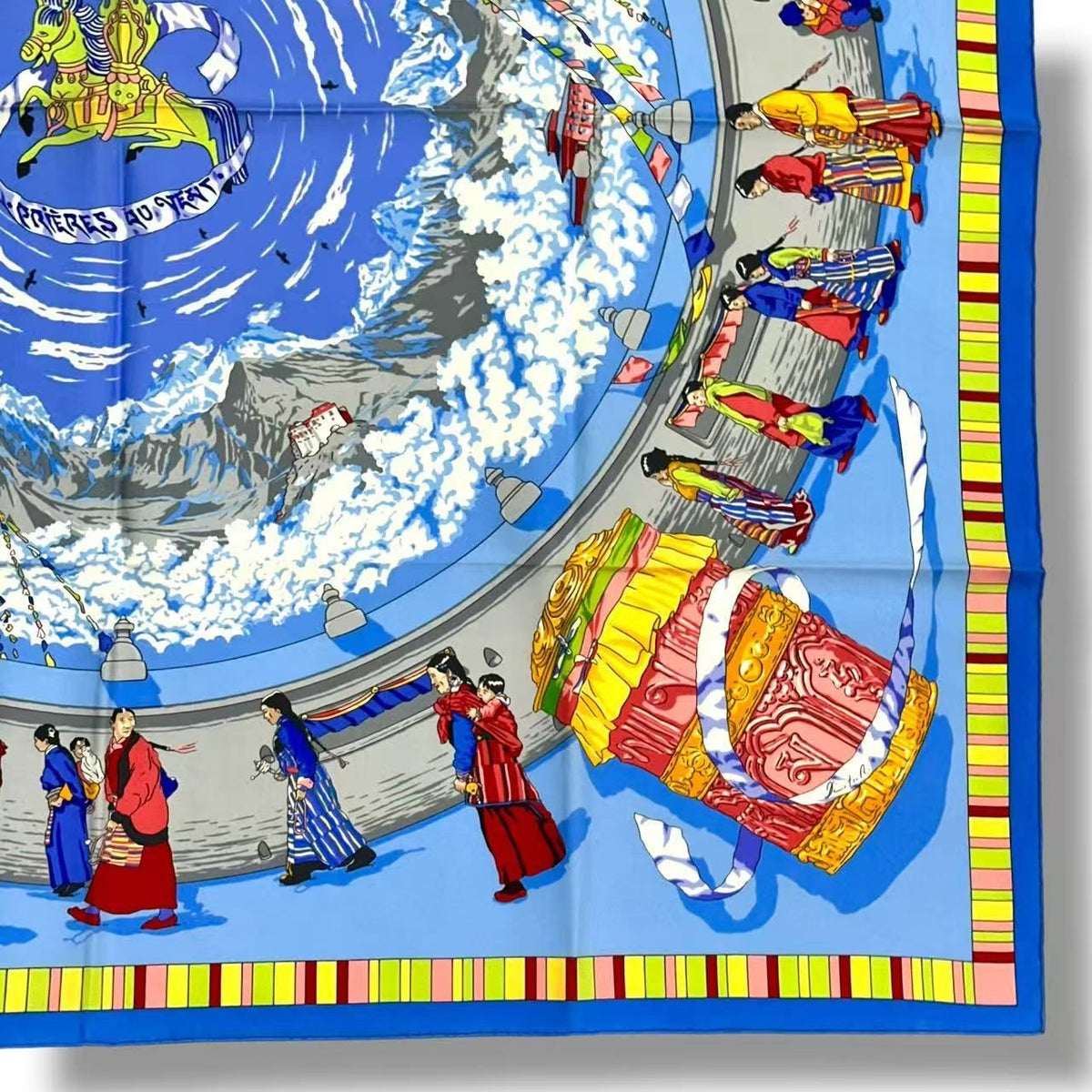 Hermes Scarf Silk Prieres AU Vent Prayer in the Wind Blue — view 3