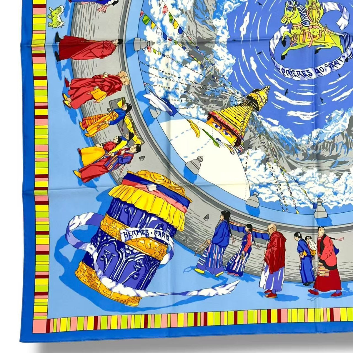 Hermes Scarf Silk Prieres AU Vent Prayer in the Wind Blue — view 6