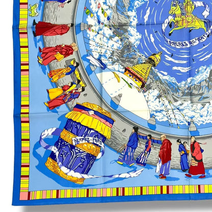 Hermes Scarf Silk Prieres AU Vent Prayer in the Wind Blue — view 6