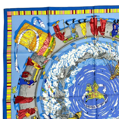 Hermes Scarf Silk Prieres AU Vent Prayer in the Wind Blue — view 2