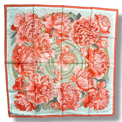 Hermes Scarf Silk les Pivoines Pink