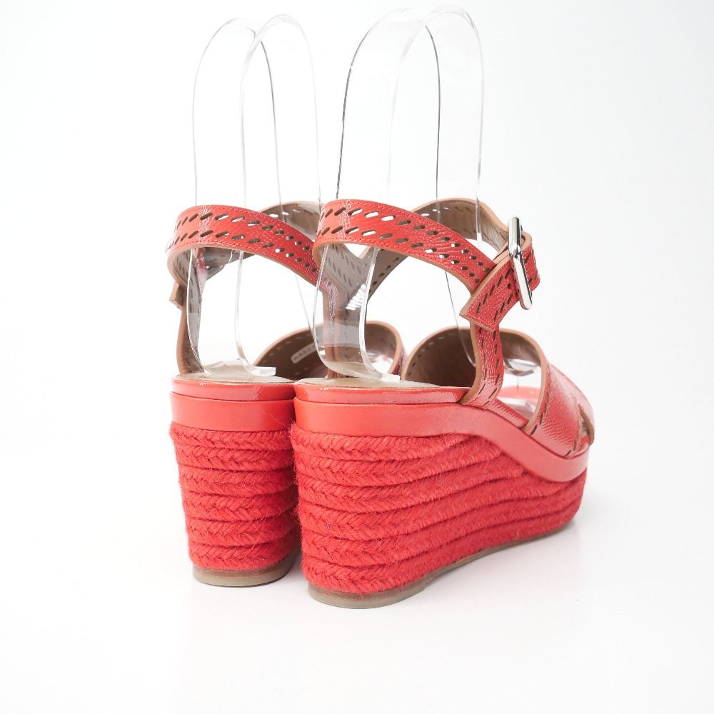 Hermes Espadrille Sandals Ankle Strap Platform Wedge Leather Shoes 37.5 — view 3