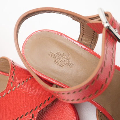 Hermes Espadrille Sandals Ankle Strap Platform Wedge Leather Shoes 37.5 — view 6