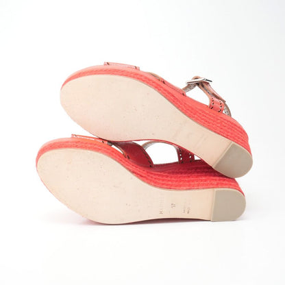 Hermes Espadrille Sandals Ankle Strap Platform Wedge Leather Shoes 37.5 — view 7