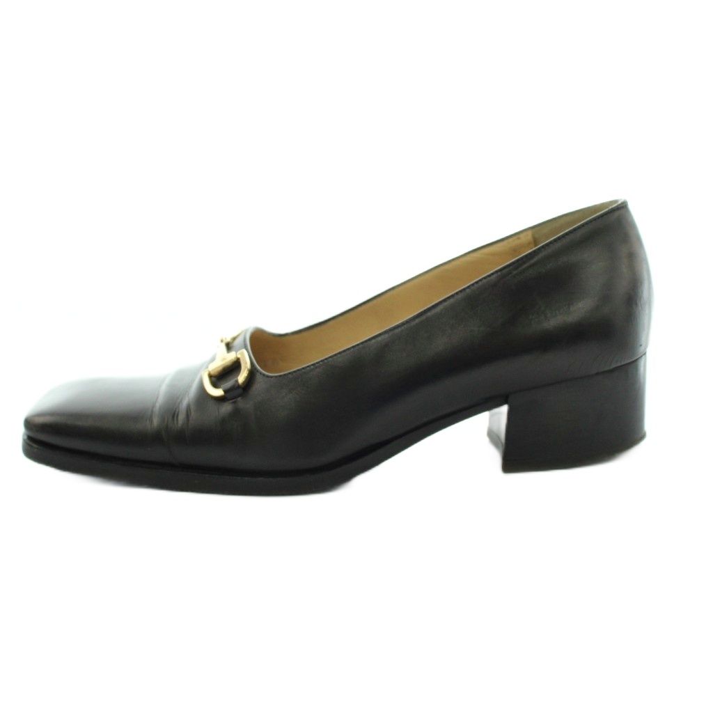 Gucci Pumps Square Toe Chunky Heel Bit Leather Black 441 36.5 — view 2