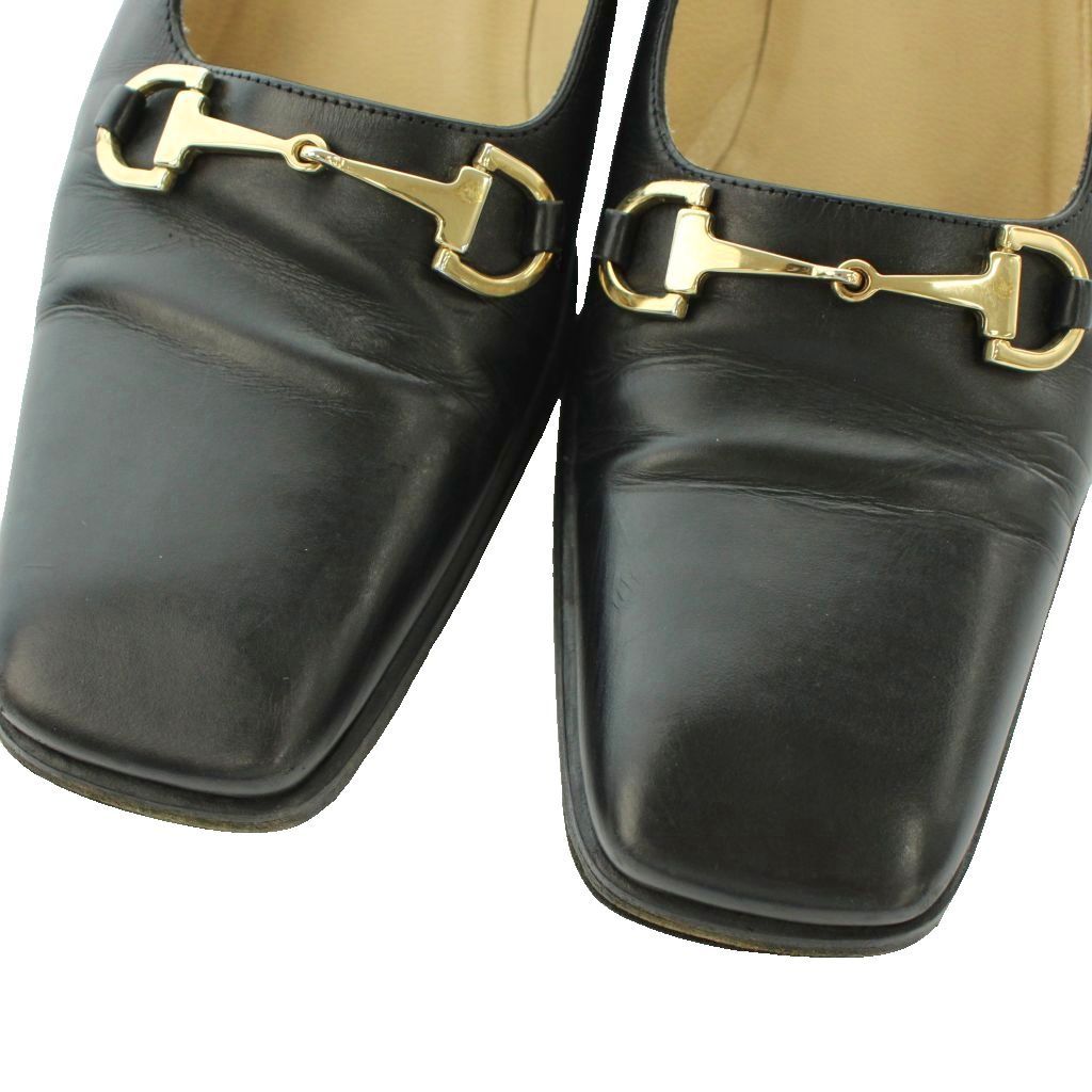 Gucci Pumps Square Toe Chunky Heel Bit Leather Black 441 36.5 — view 3