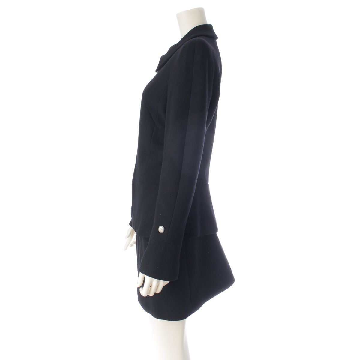 Chanel 97A Tweed Zip Up Jacket Skirt Set Black 38 — view 3