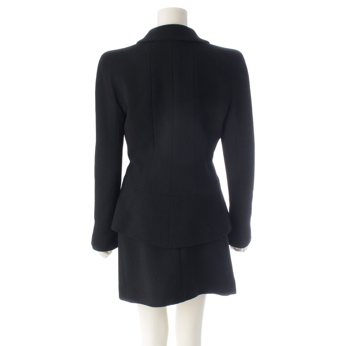 Chanel 97A Tweed Zip Up Jacket Skirt Set Black 38 — view 4