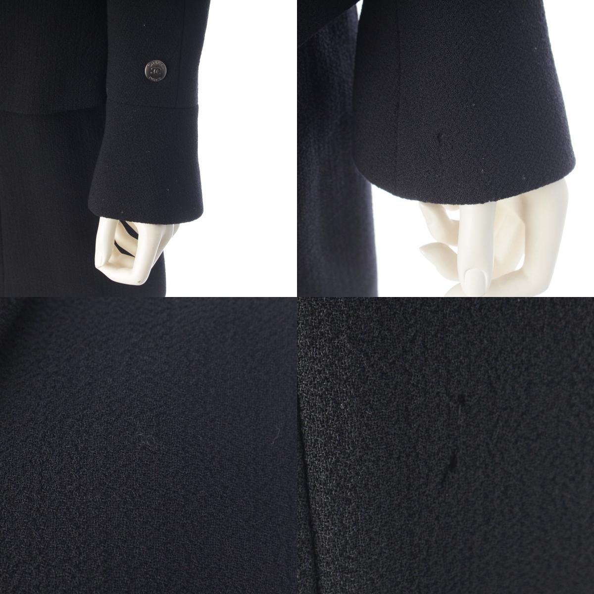 Chanel 97A Tweed Zip Up Jacket Skirt Set Black 38 — view 8