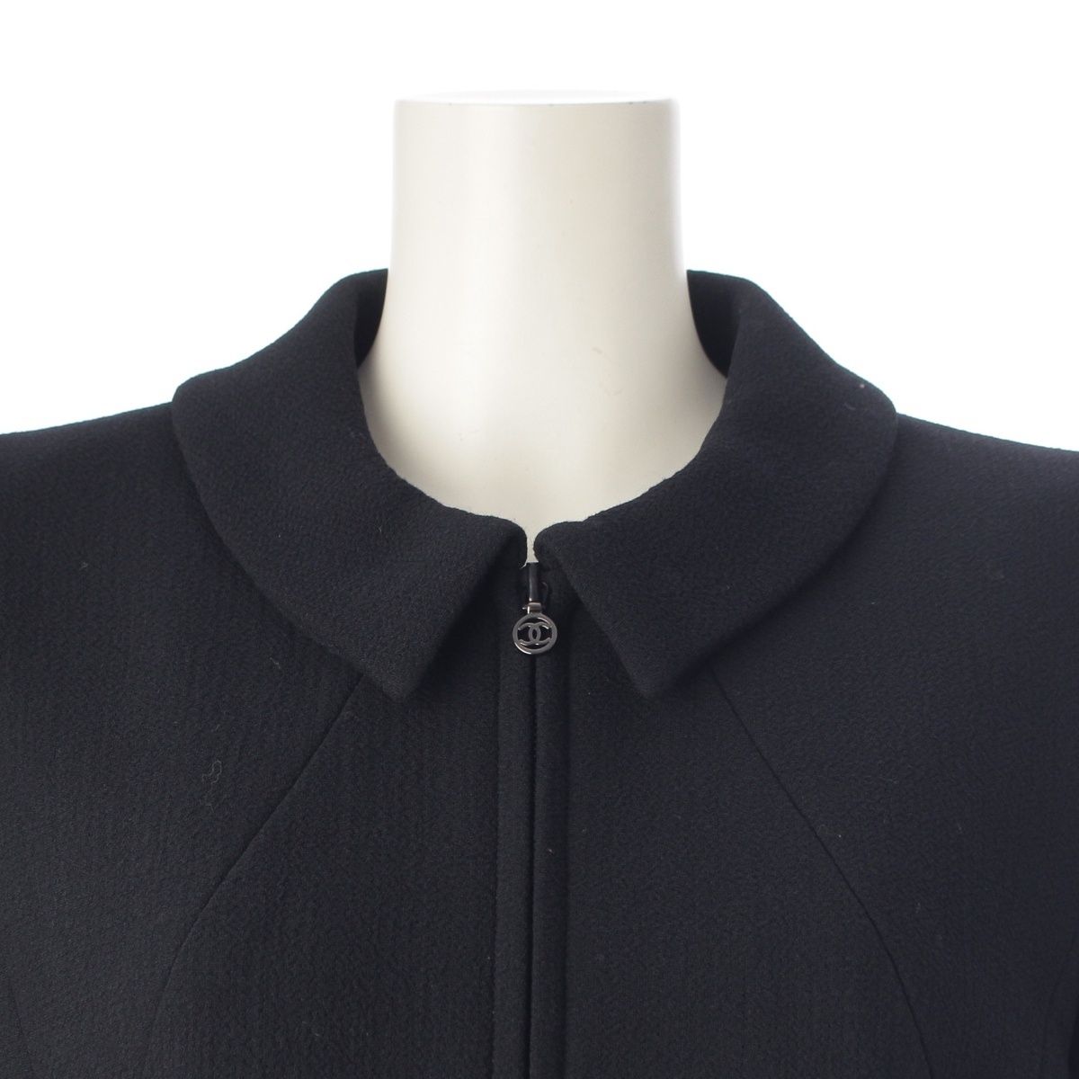 Chanel 97A Tweed Zip Up Jacket Skirt Set Black 38 — view 7