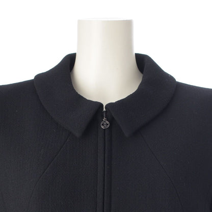 Chanel 97A Tweed Zip Up Jacket Skirt Set Black 38 — view 7