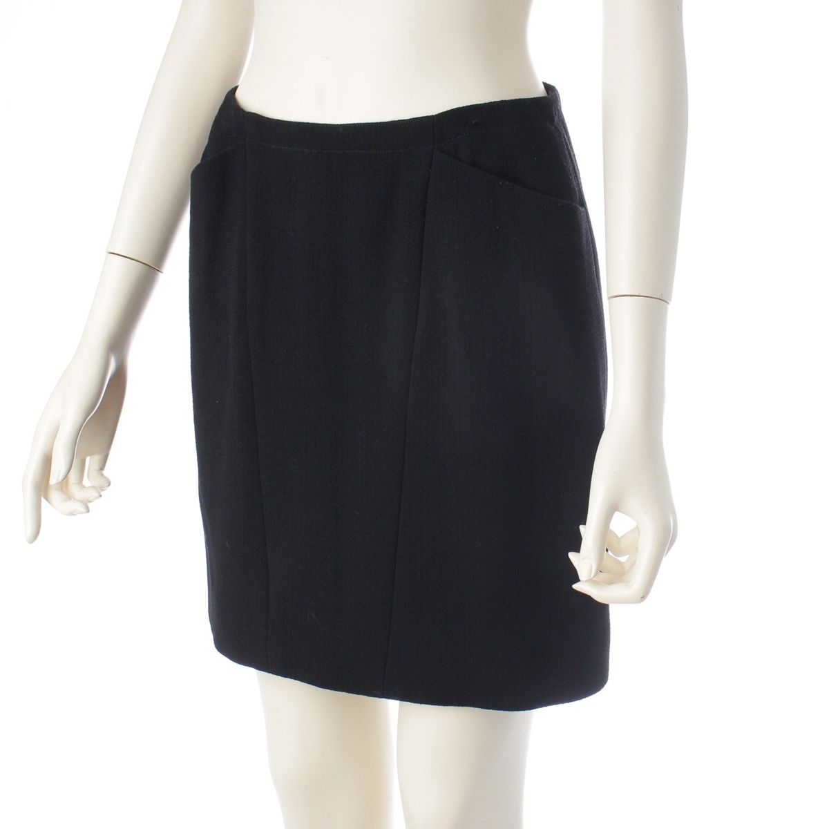 Chanel 97A Tweed Zip Up Jacket Skirt Set Black 38 — view 5