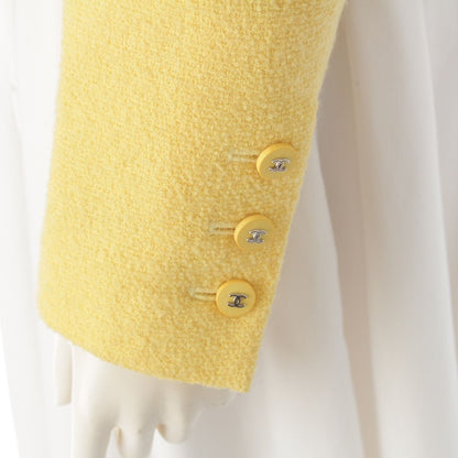 Chanel Wool Coco Button Tweed Tailored Jacket Yellow 38 — view 7