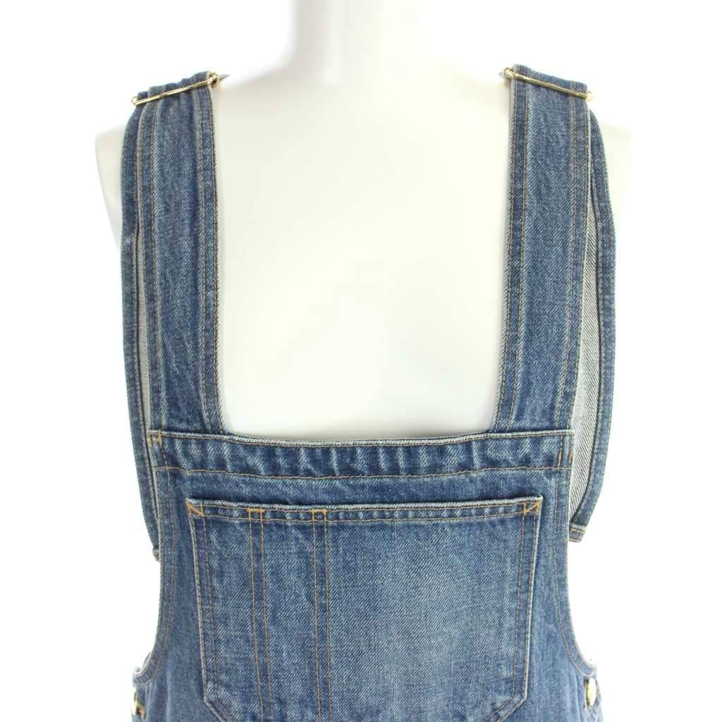 Celine Denim Overalls All in One Jumper Dress Triomphe Buttons XS Blue — view 5