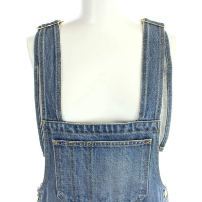 Celine Denim Overalls All in One Jumper Dress Triomphe Buttons XS Blue — view 5