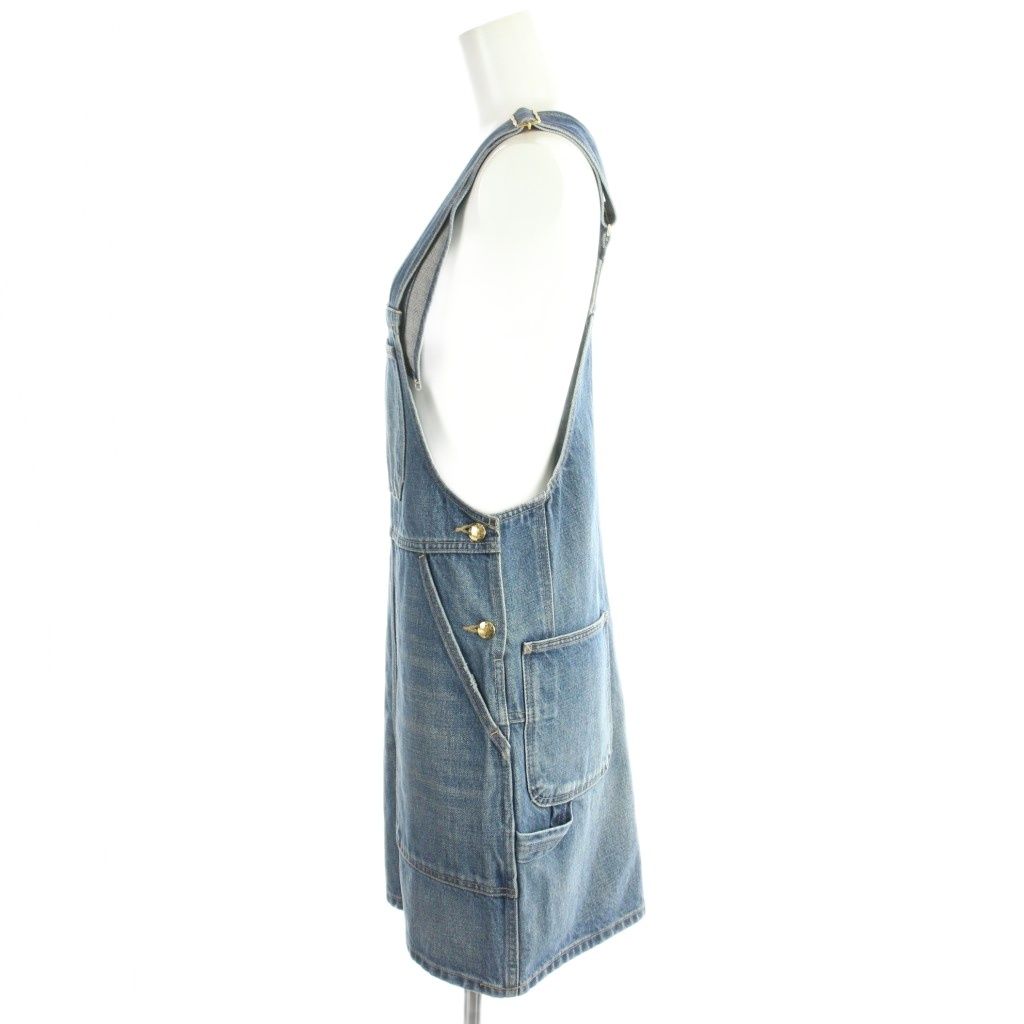 Celine Denim Overalls All in One Jumper Dress Triomphe Buttons XS Blue — view 2