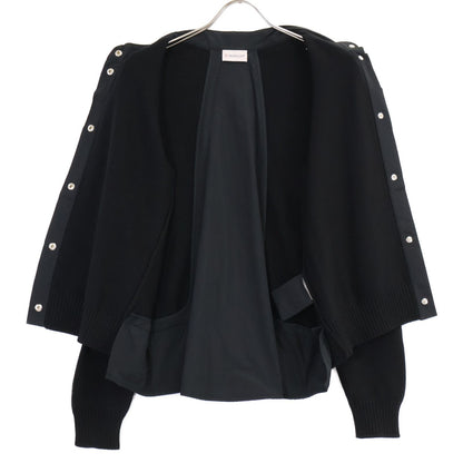 Moncler Black Tind Nylon Trim Wool Cardigan — view 3