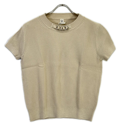 Hermes Chain Decoration Silk Blend Short Sleeve Rib Knit 40 Sweater