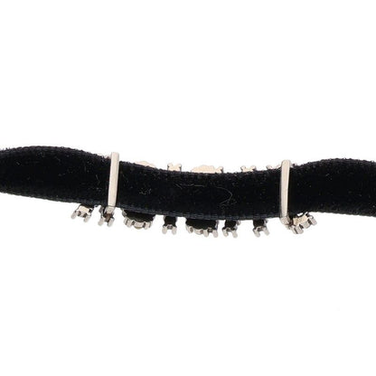 Dior Rhinestone Logo Velvet Choker Necklace — view 3