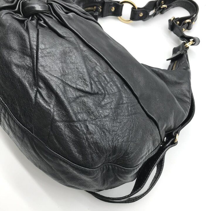 Fendi Leather Shoulder Bag Ribbon Motif Black — view 5