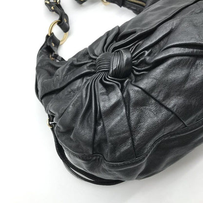 Fendi Leather Shoulder Bag Ribbon Motif Black — view 6