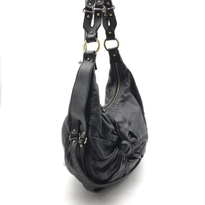 Fendi Leather Shoulder Bag Ribbon Motif Black — view 2